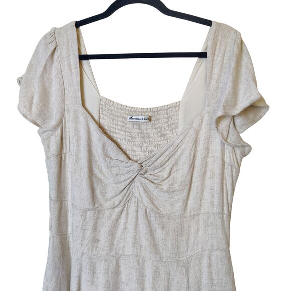 Abercrombie & Fitch Linen Blend Knotted Front Flutter Sleeve Mini Dress Medium - Picture 6 of 16
